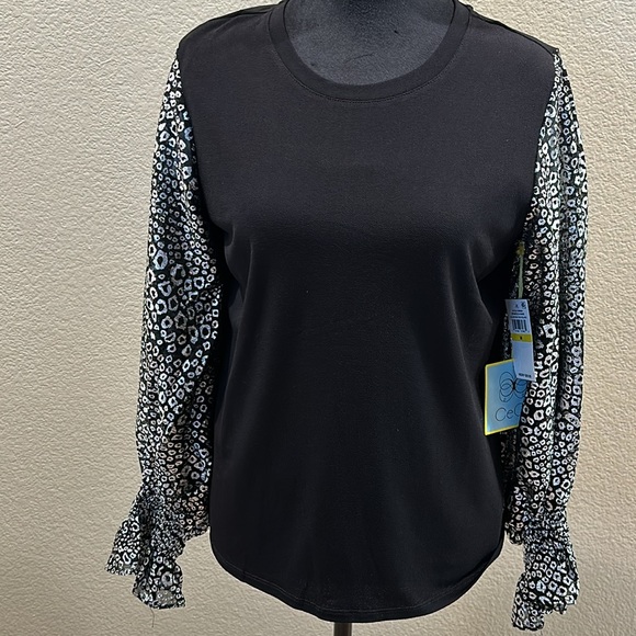 NWT Blouse with silver metallic sleeves - Picture 1 of 9